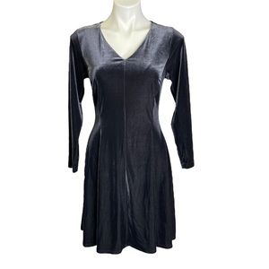 GB X AMANDA UPRICHARD Velvet Dress Long Sleeve V Neck Gray Small